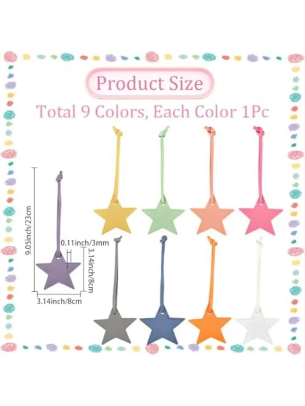 9 Colorful Star Leather Charms - Versatile Five-Pointed Keychain & Bag Ornaments